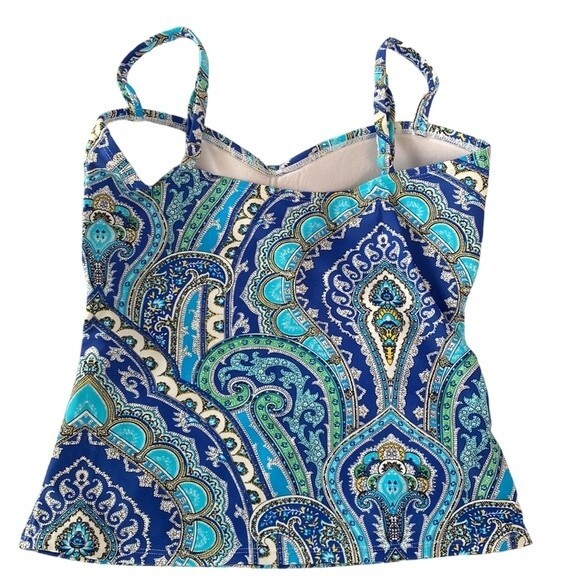Tommy Bahama Relax Paisley Floral Tankini Swimsuit Adjustable Straps Padded Ruch - Picture 5 of 13